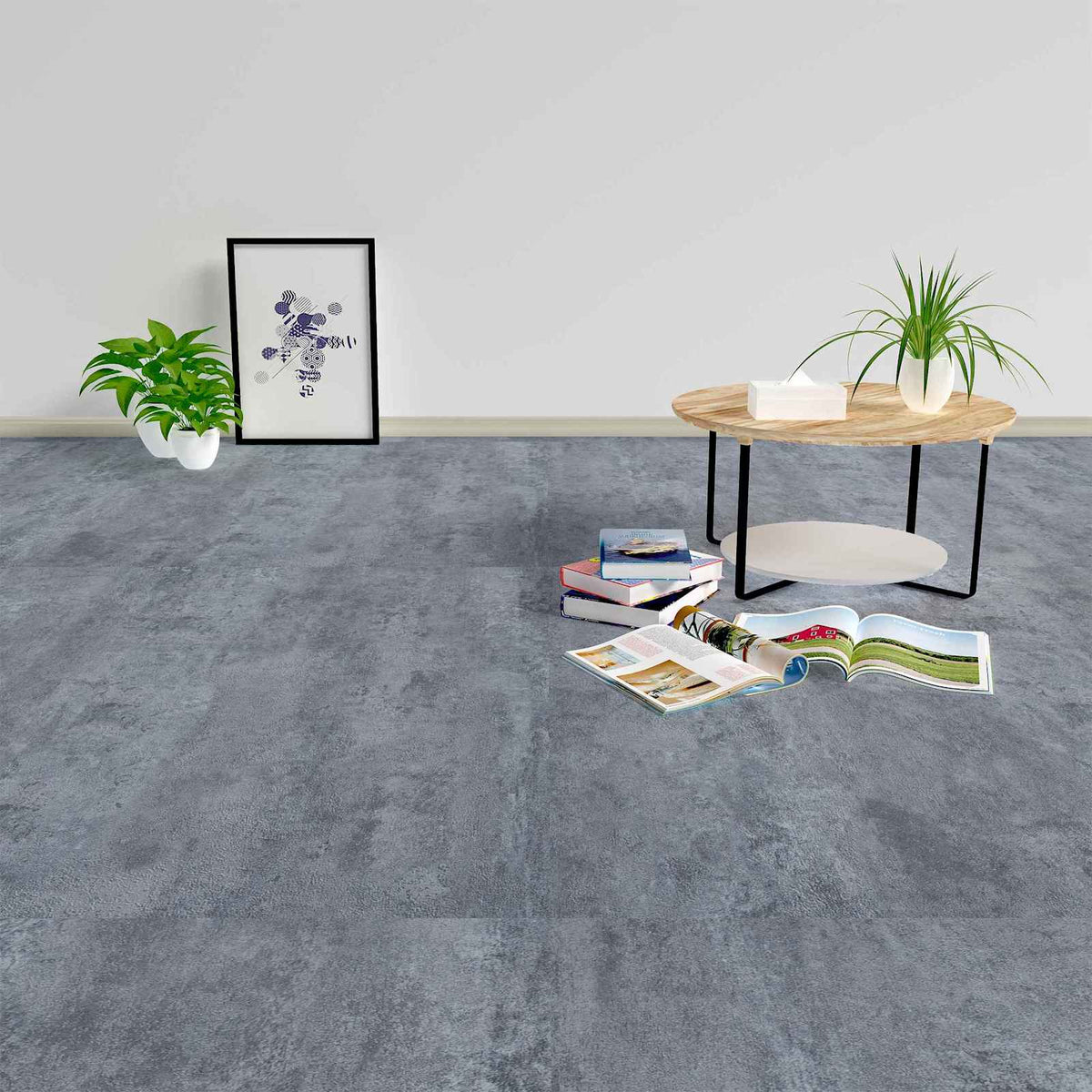 Bodenplanken Grau Marmor 5,11 m² 55 Stk. PVC