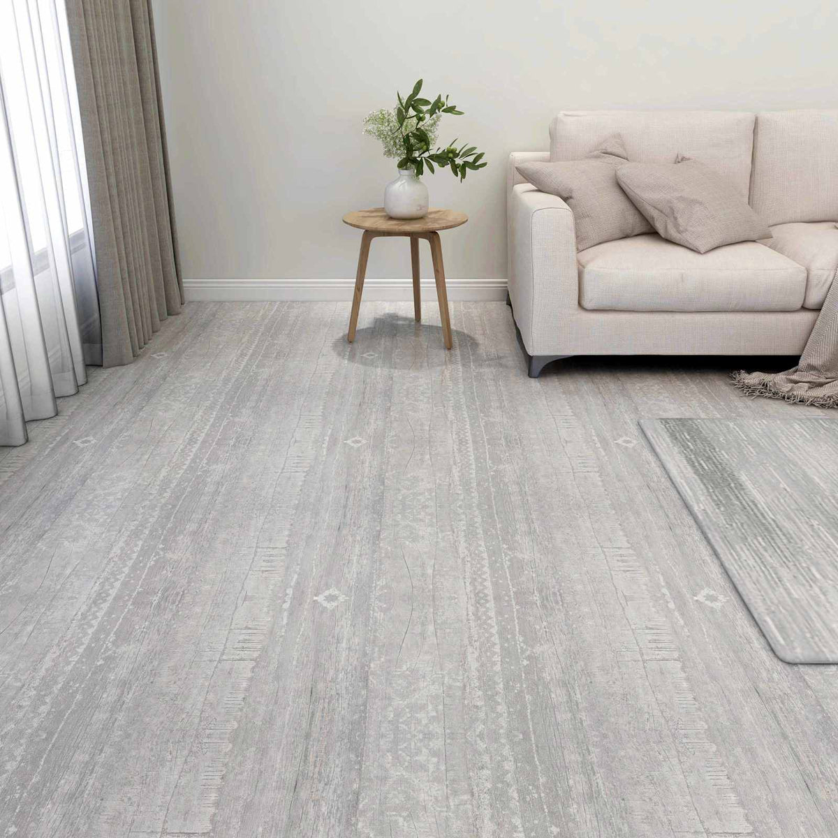 Bodenplanken Hellgrau und Weiß 5,11 m² 55 Stk. PVC