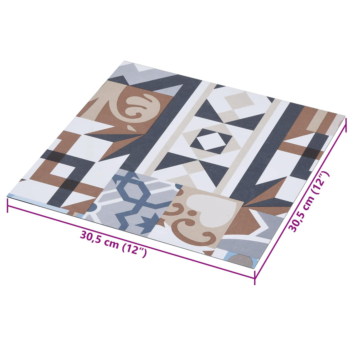 Selbstklebende Bodenplanken Mono Muster 30,5 x 30,5 cm 20 Stk.