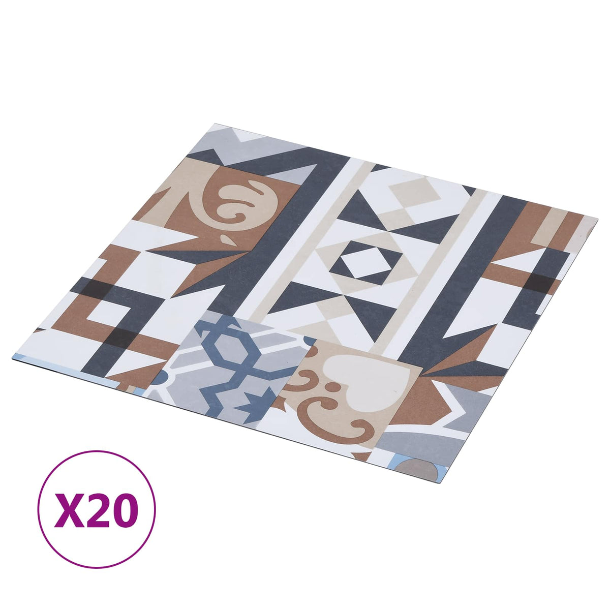 Selbstklebende Bodenplanken Mono Muster 30,5 x 30,5 cm 20 Stk.
