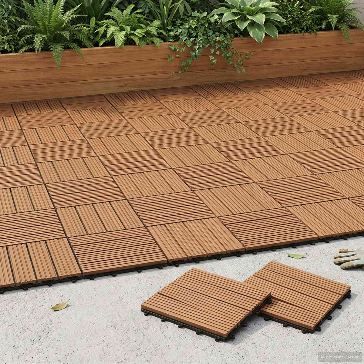 Terrassenfliese 11 stk. Braun 30 x 30 cm WPC