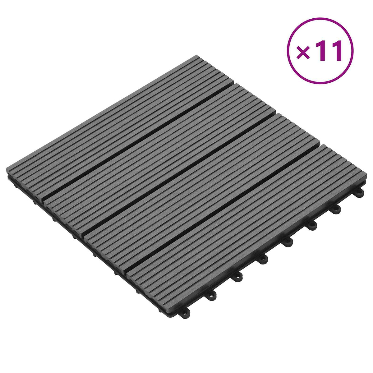 Terrassenfliese 11 stk. Grau 30 x 30 cm WPC