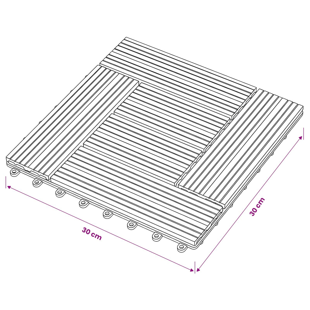 Terrassenfliese 11 stk. Grau 30 x 30 cm WPC