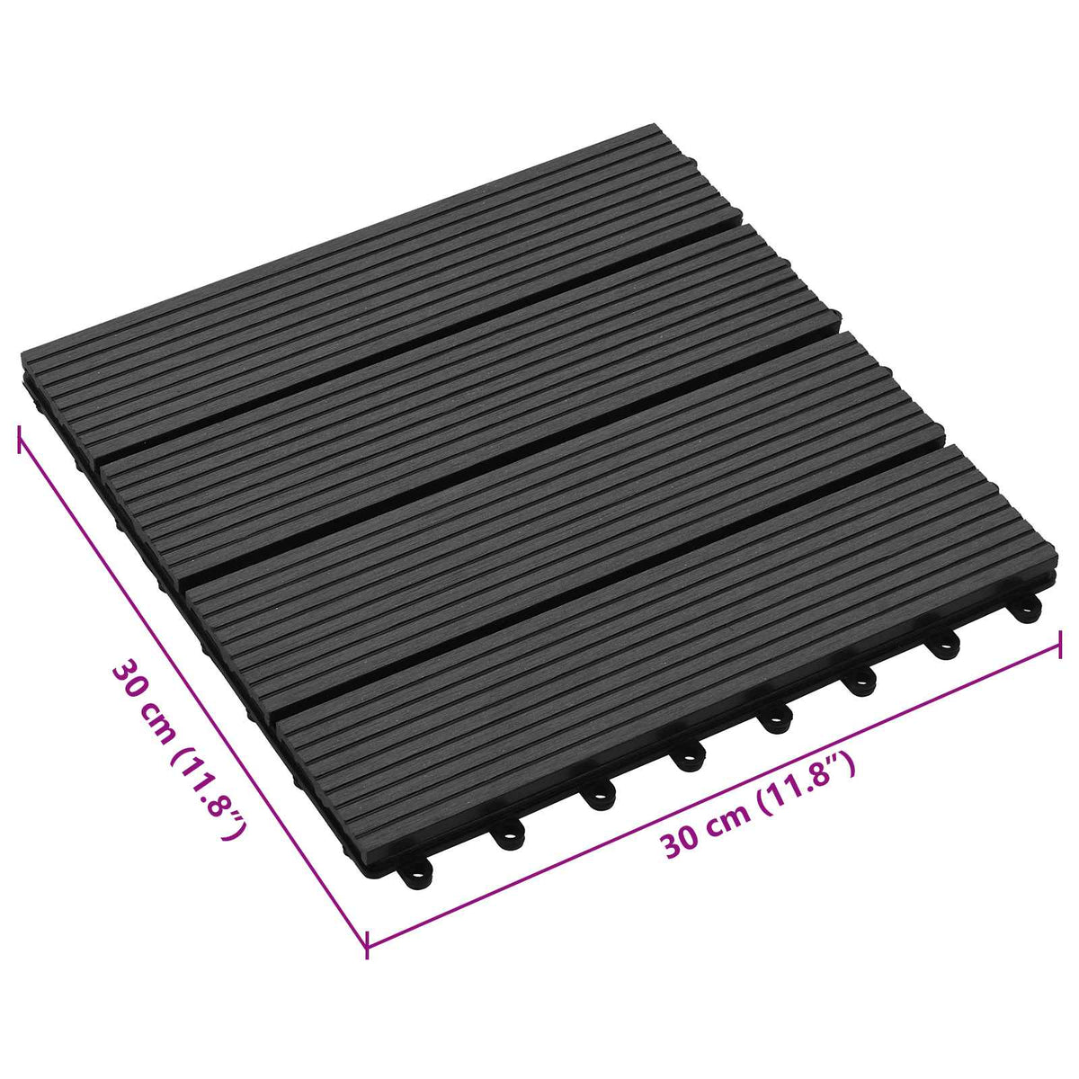 Terrassenfliese 11 stk. Schwarz 30 x 30 cm WPC