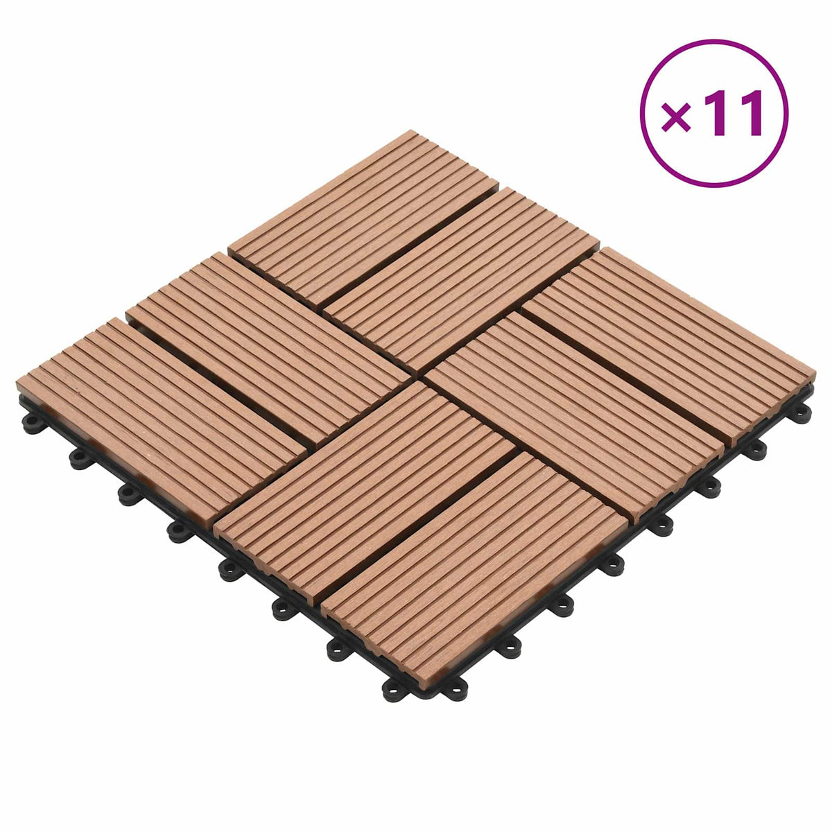 Terrassenfliese 11 stk. Braun 30 x 30 cm WPC
