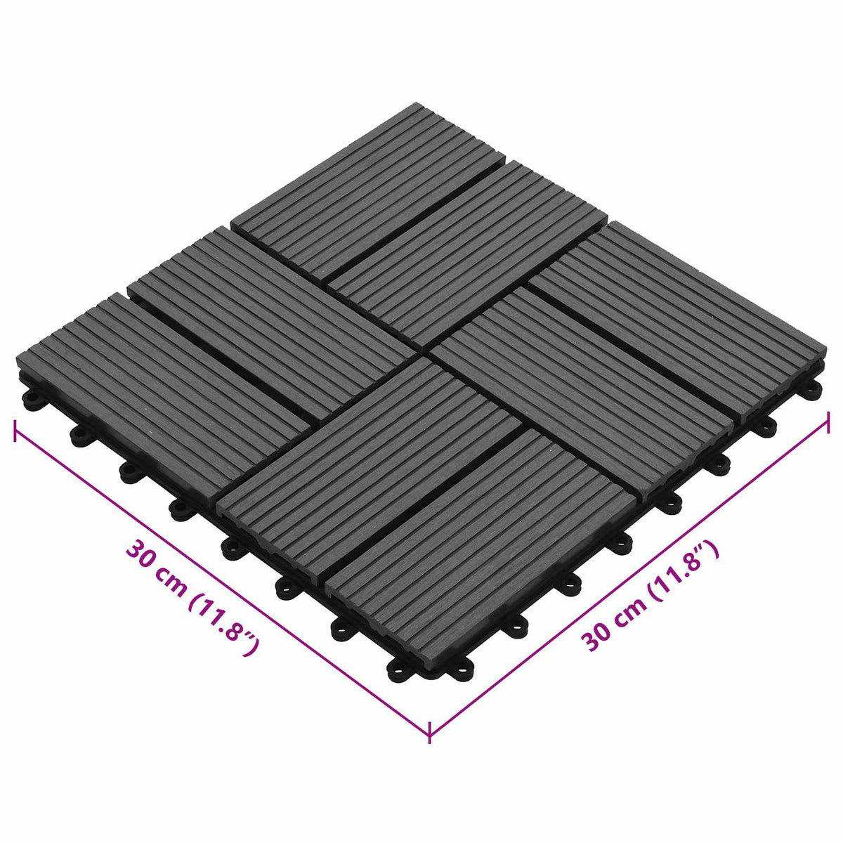 Terrassenfliese 11 stk. Grau 30 x 30 cm WPC