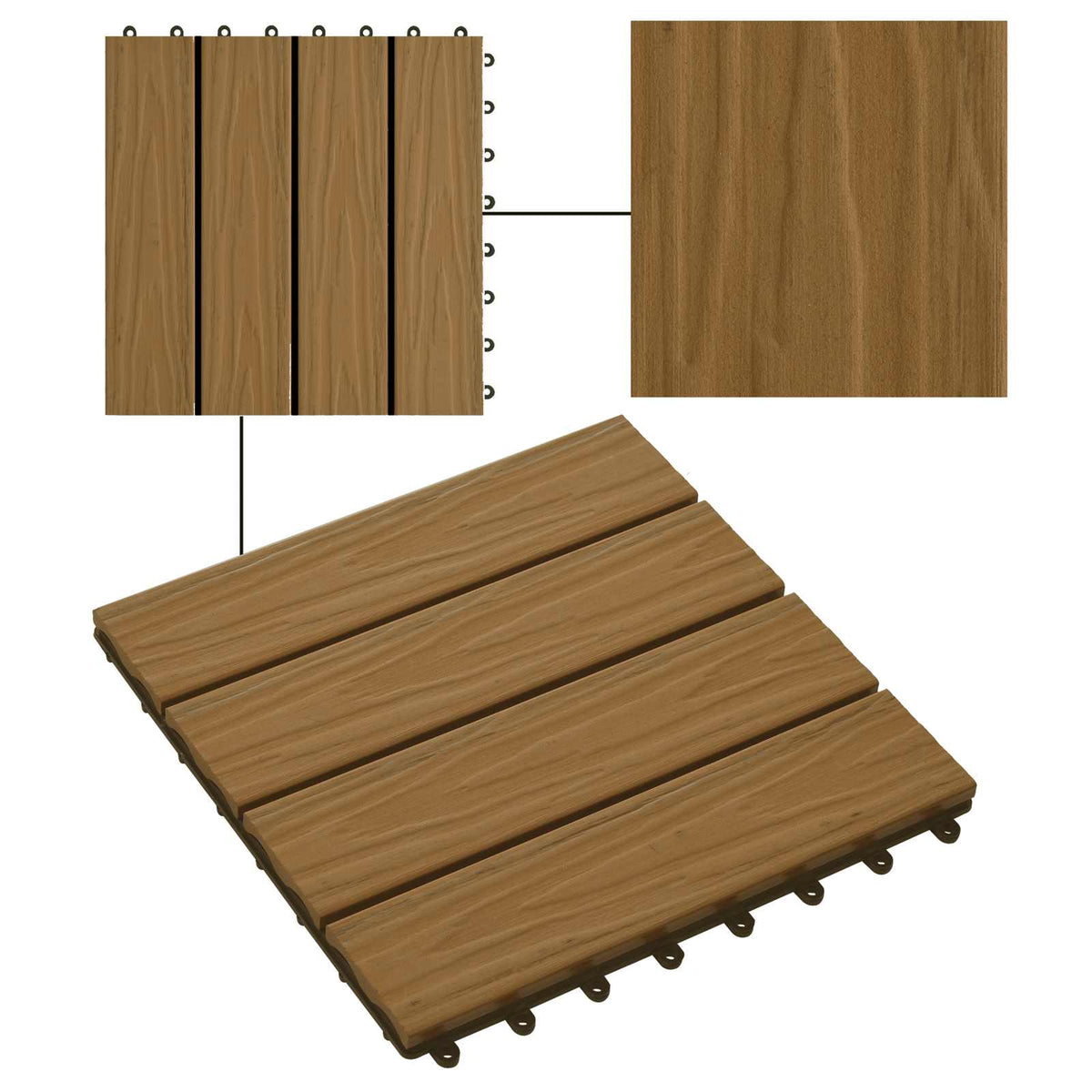 Terrassenfliese 3D-Design 11 Stk. Teak 30 x 30 cm WPC
