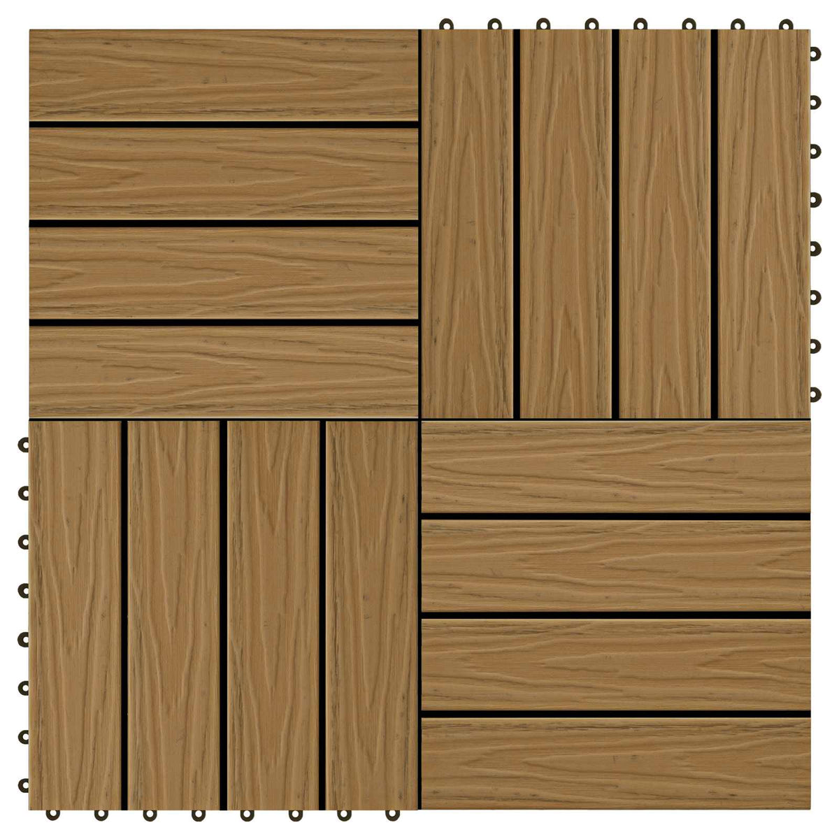Terrassenfliese 3D-Design 11 Stk. Teak 30 x 30 cm WPC