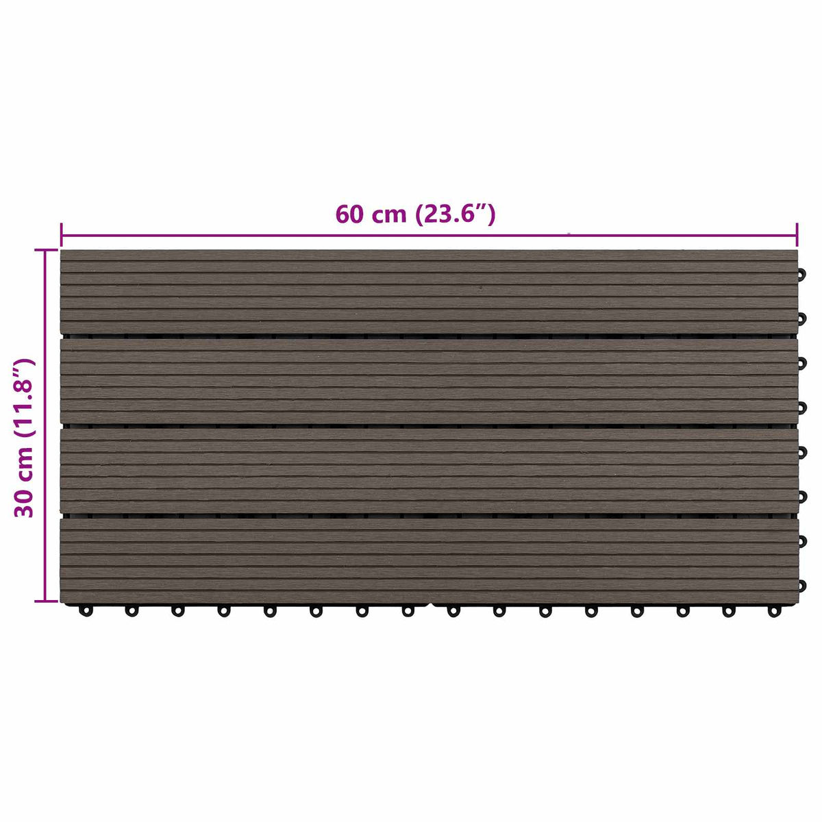Terrassenfliese 6 Stk. Dunkelbraun 60 x 30 cm WPC