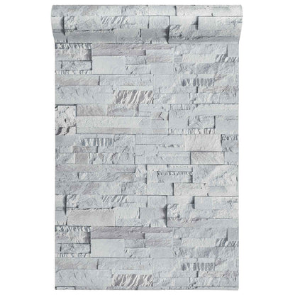 3D Stein Tapete Hellgrau 10 x 0,53 m Vliesstoff
