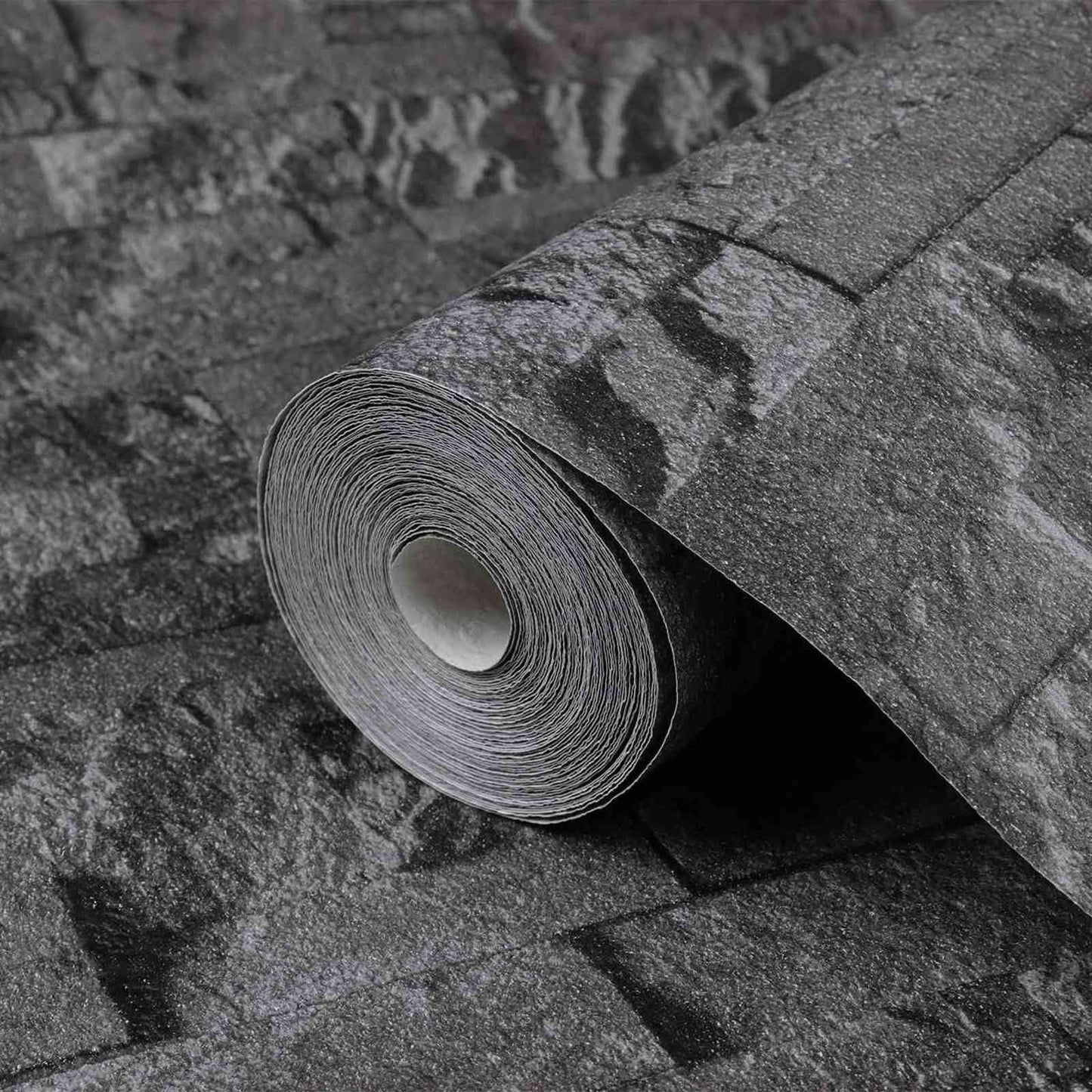 3D Stein Tapete Schwarz 10 x 0,53 m Vliesstoff