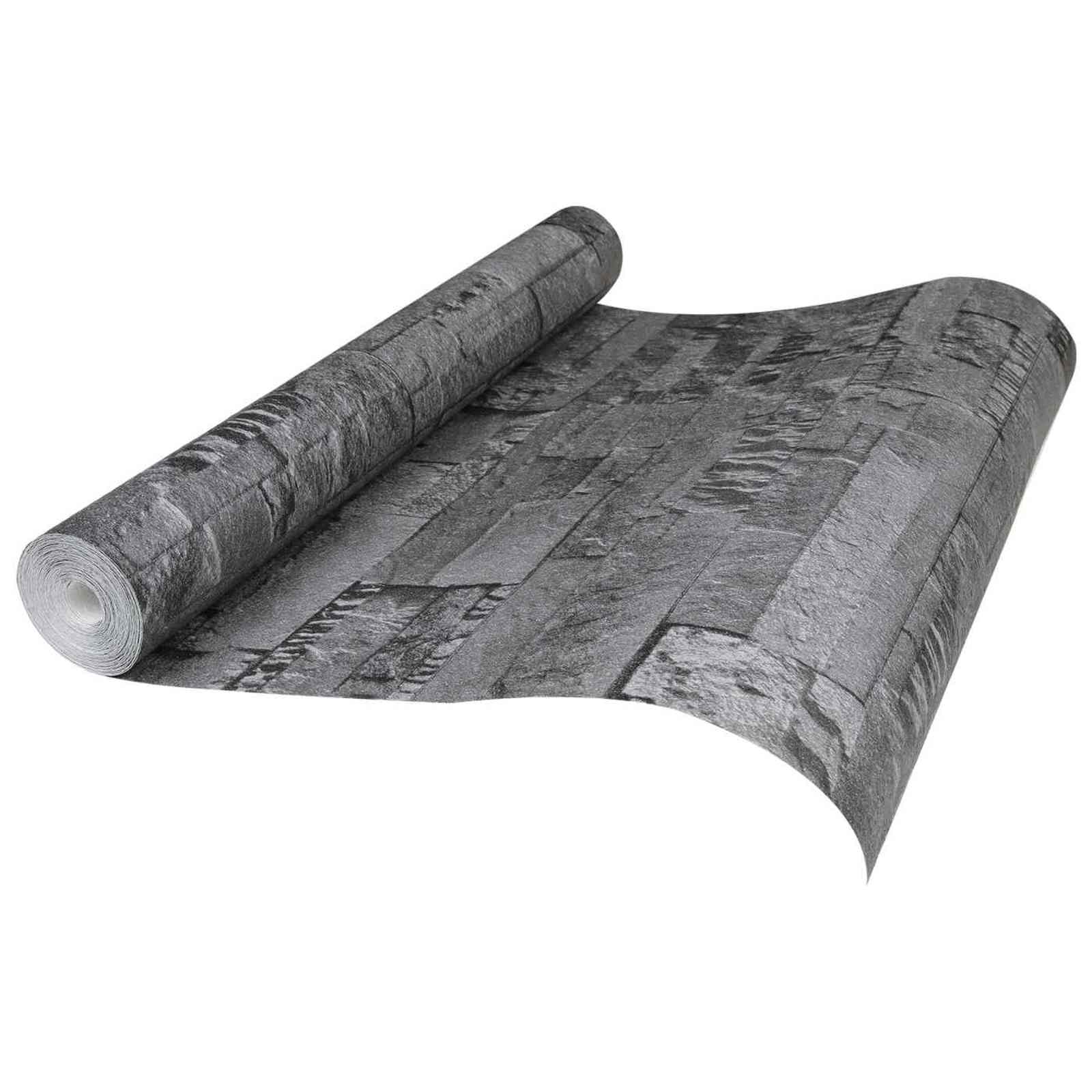 3D Stein Tapete Schwarz 10 x 0,53 m Vliesstoff