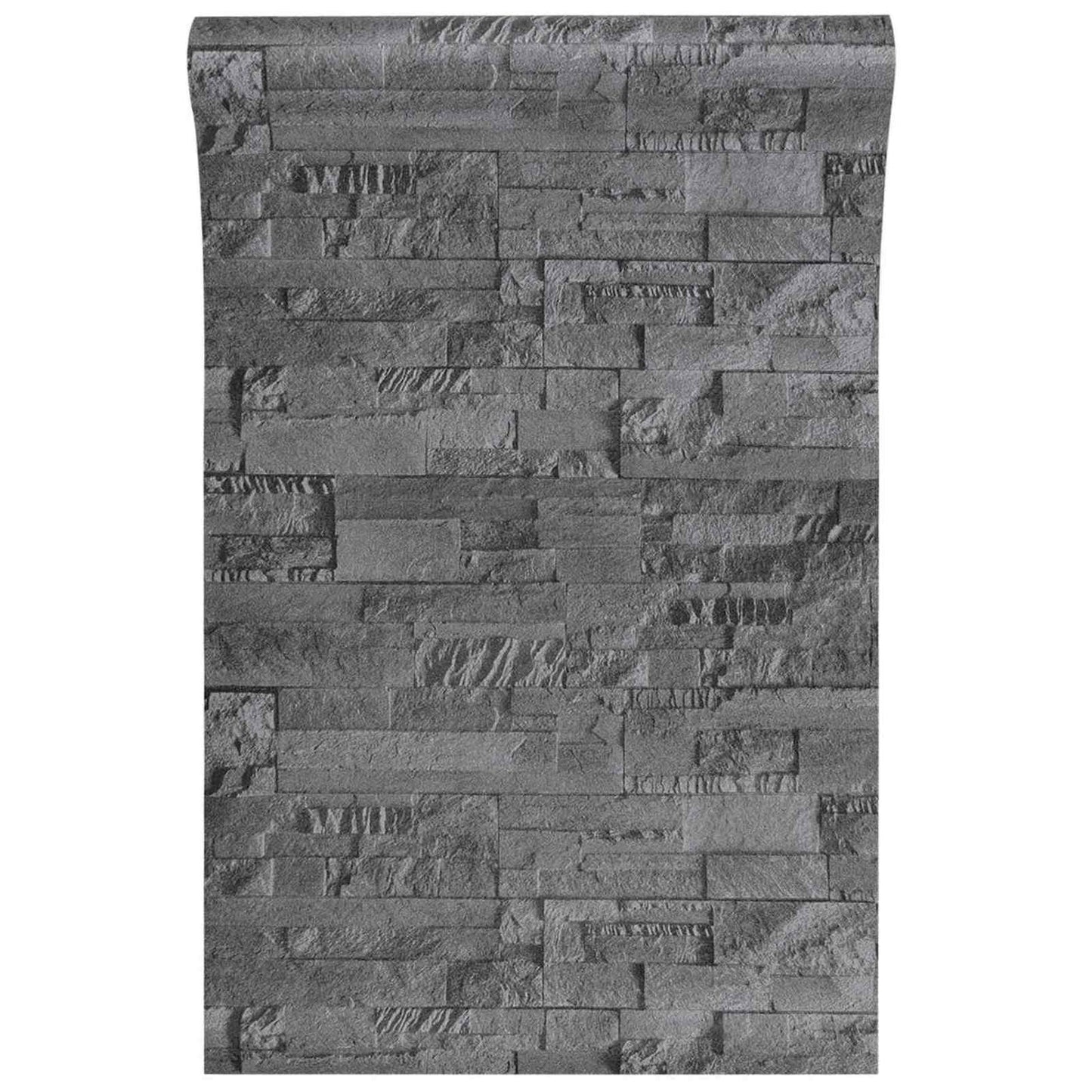3D Stein Tapete Schwarz 10 x 0,53 m Vliesstoff