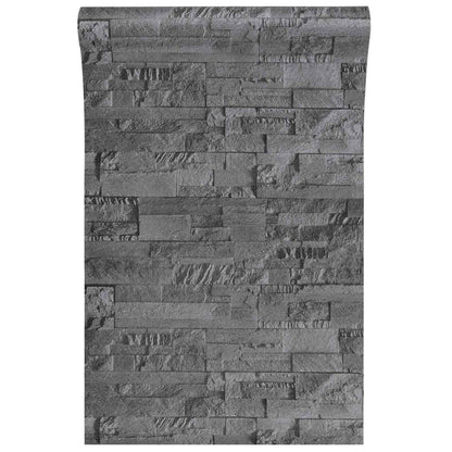 3D Stein Tapete Schwarz 10 x 0,53 m Vliesstoff