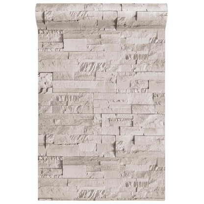 3D Stein Tapete Creme 10 x 0,53 m Vliesstoff