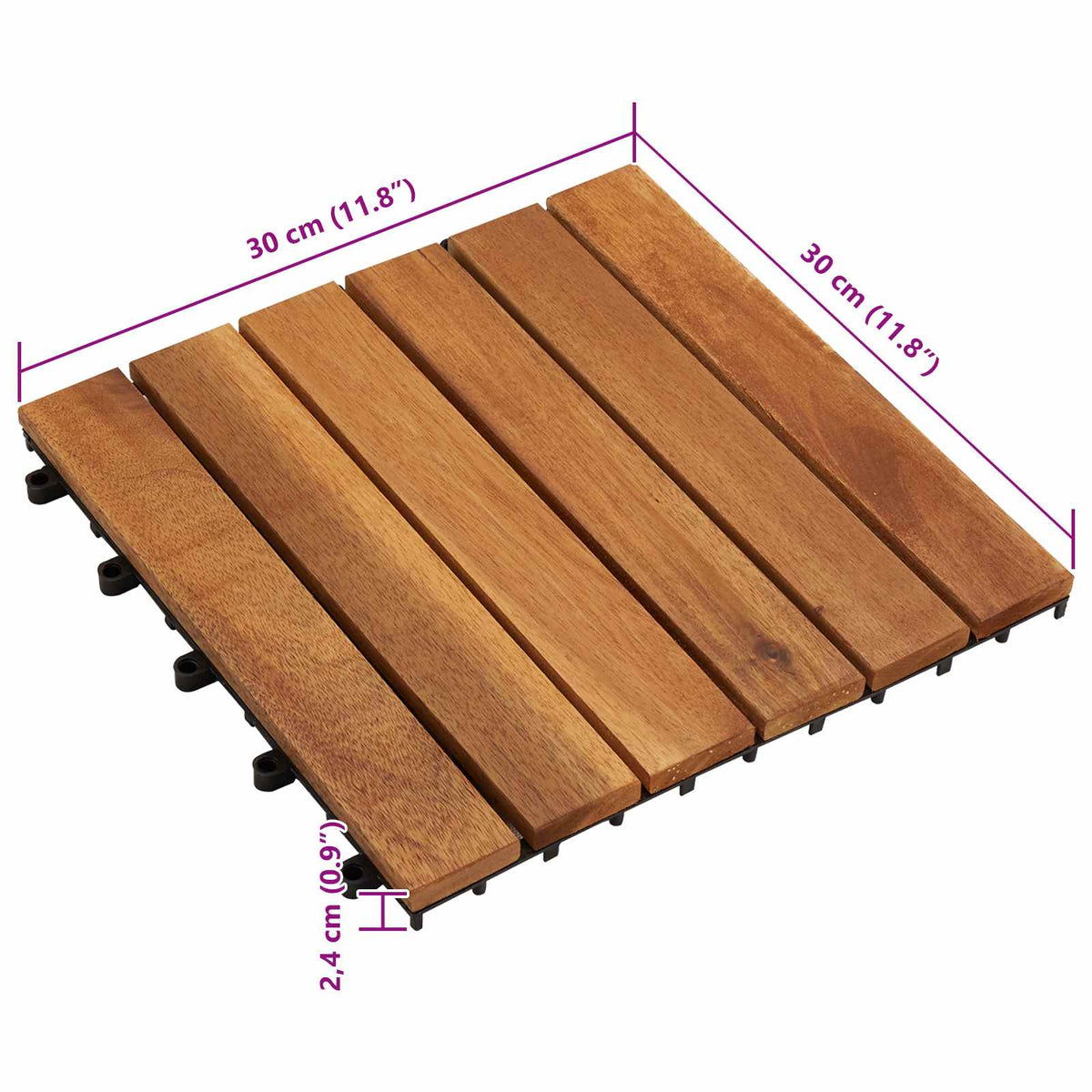 Terrassenfliese 10 Stk. Braun 30 x 30 cm Akazien-Hartholz