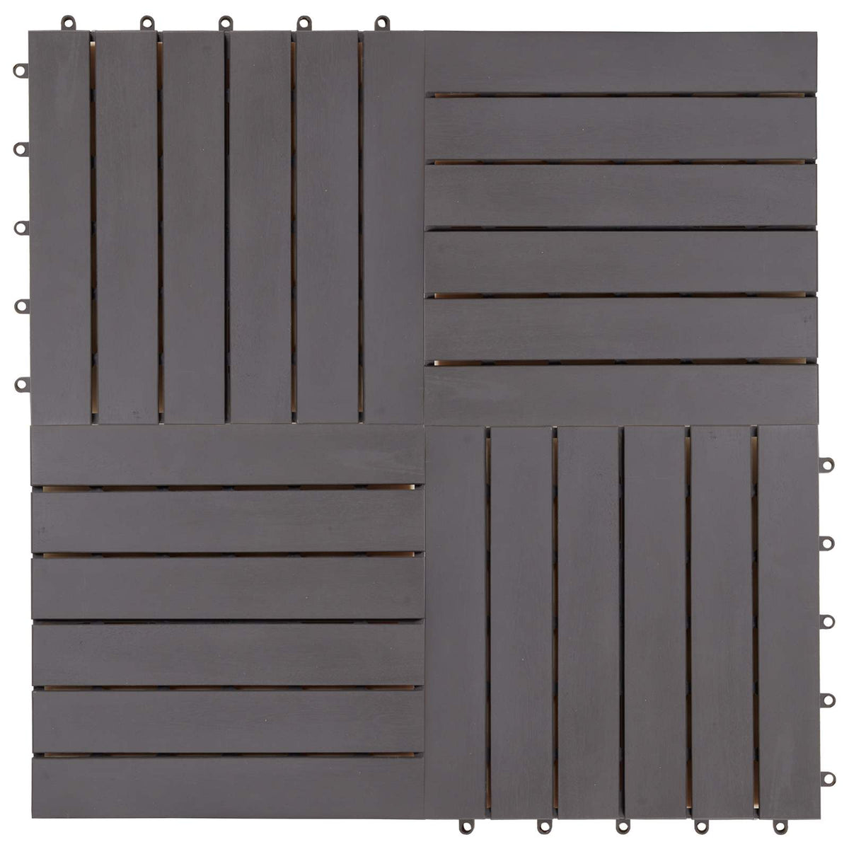 Terrassenfliese 10 Stk. Grau 30 x 30 cm Akazien-Hartholz