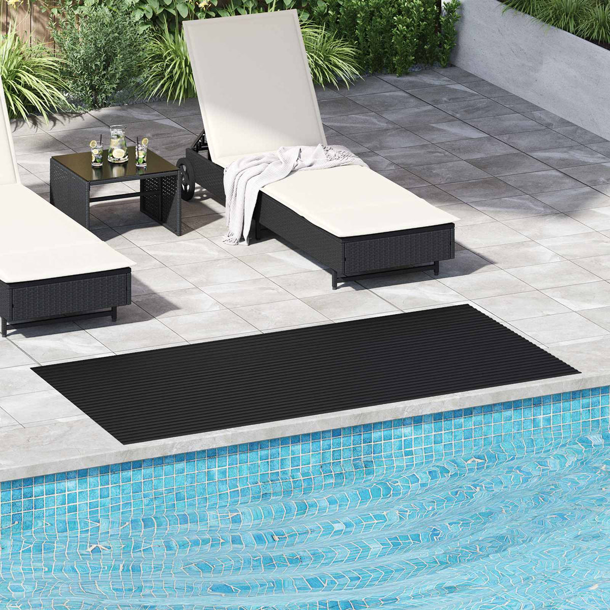 Fußmatte mit Breitrippe Schwarz 1 x 2 m Gummi
