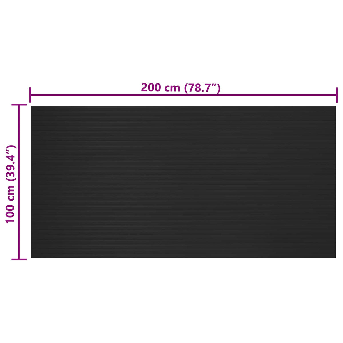 Fußmatte mit Breitrippe Schwarz 1 x 2 m Gummi