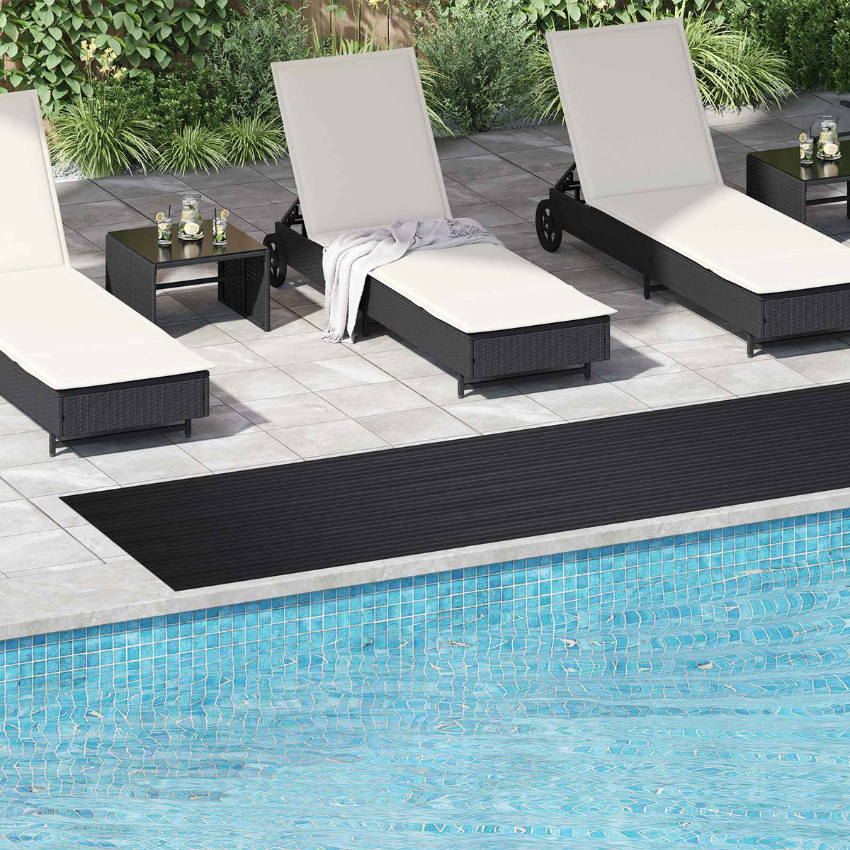 Fußmatte mit Breitrippe Schwarz 1 x 5 m Gummi