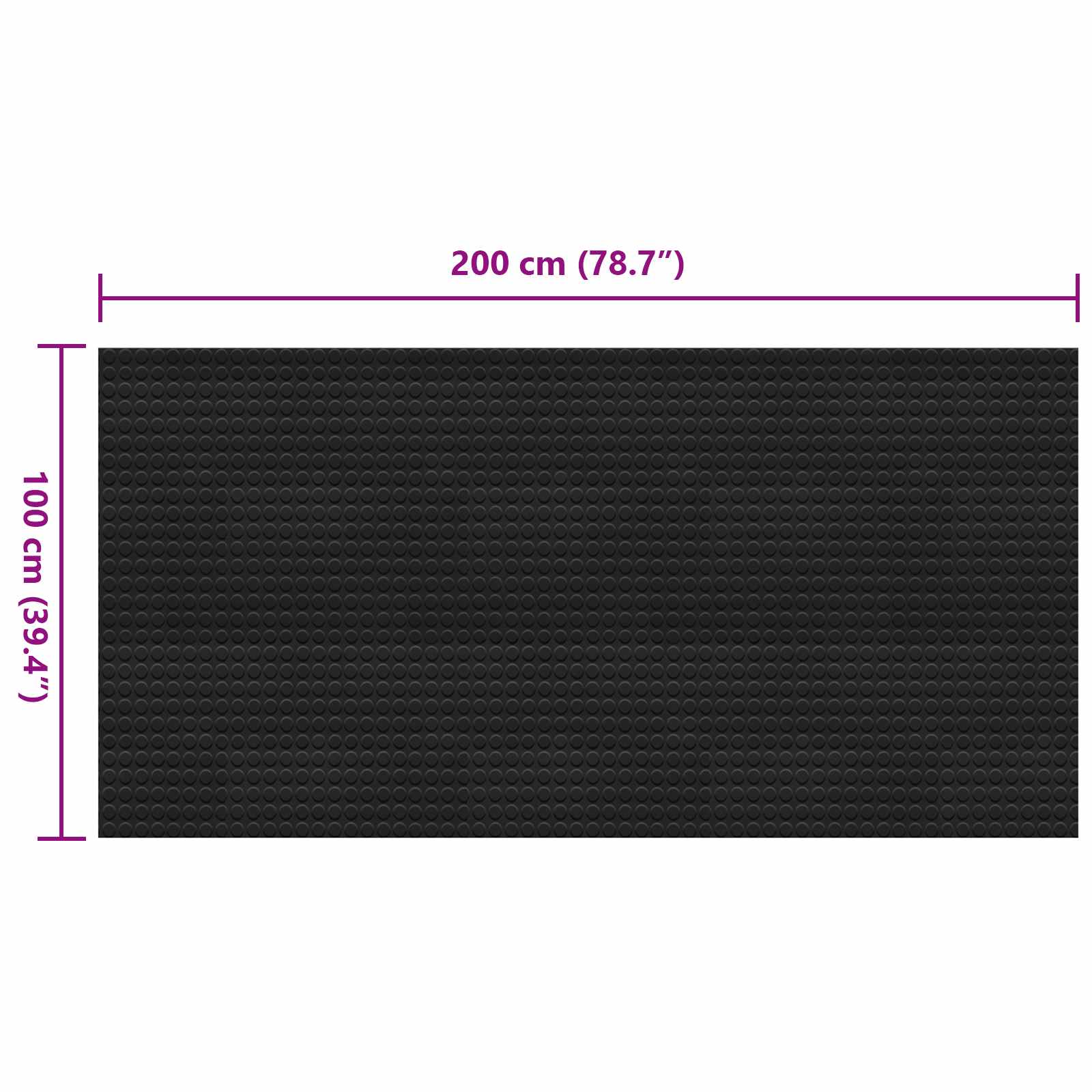 Bodenbelag Schwarz 1 x 2 m Gummi