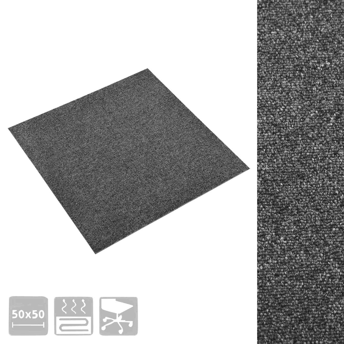 Teppich 20 stk. Anthrazit 50 x 50 cm 100% Polypropylen