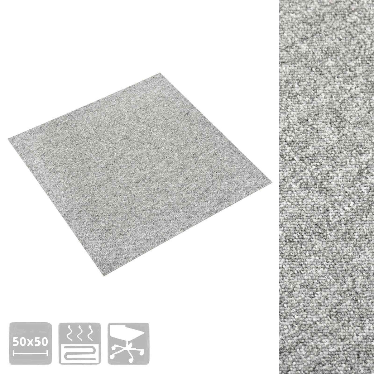 Teppich 20 stk. Hellgrau 50 x 50 cm 100% Polypropylen