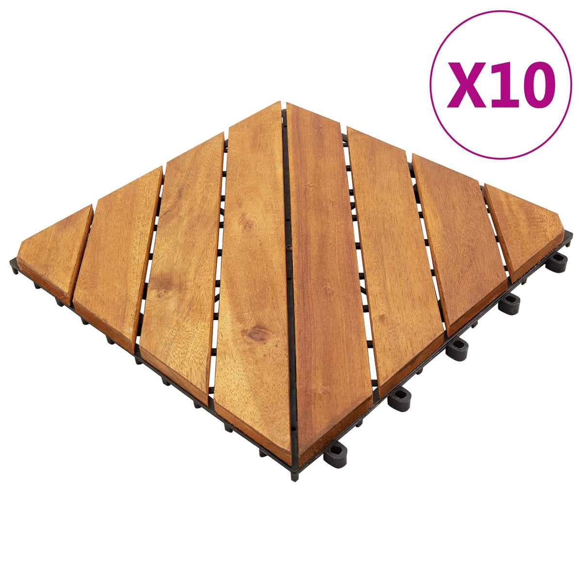 Terrassenfliese 10 Stk. Braun 30 x 30 cm Akazien-Hartholz