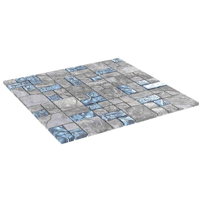 Mosaikfliese 11 stk. 50 x 50 cm Grau und Blau Glas