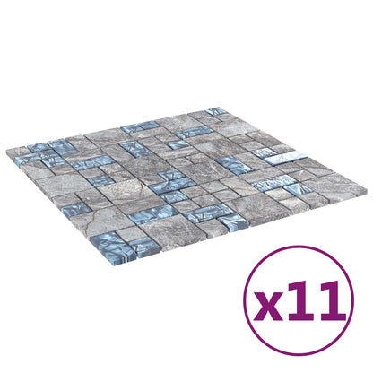 Mosaikfliese 11 stk. 50 x 50 cm Grau und Blau Glas