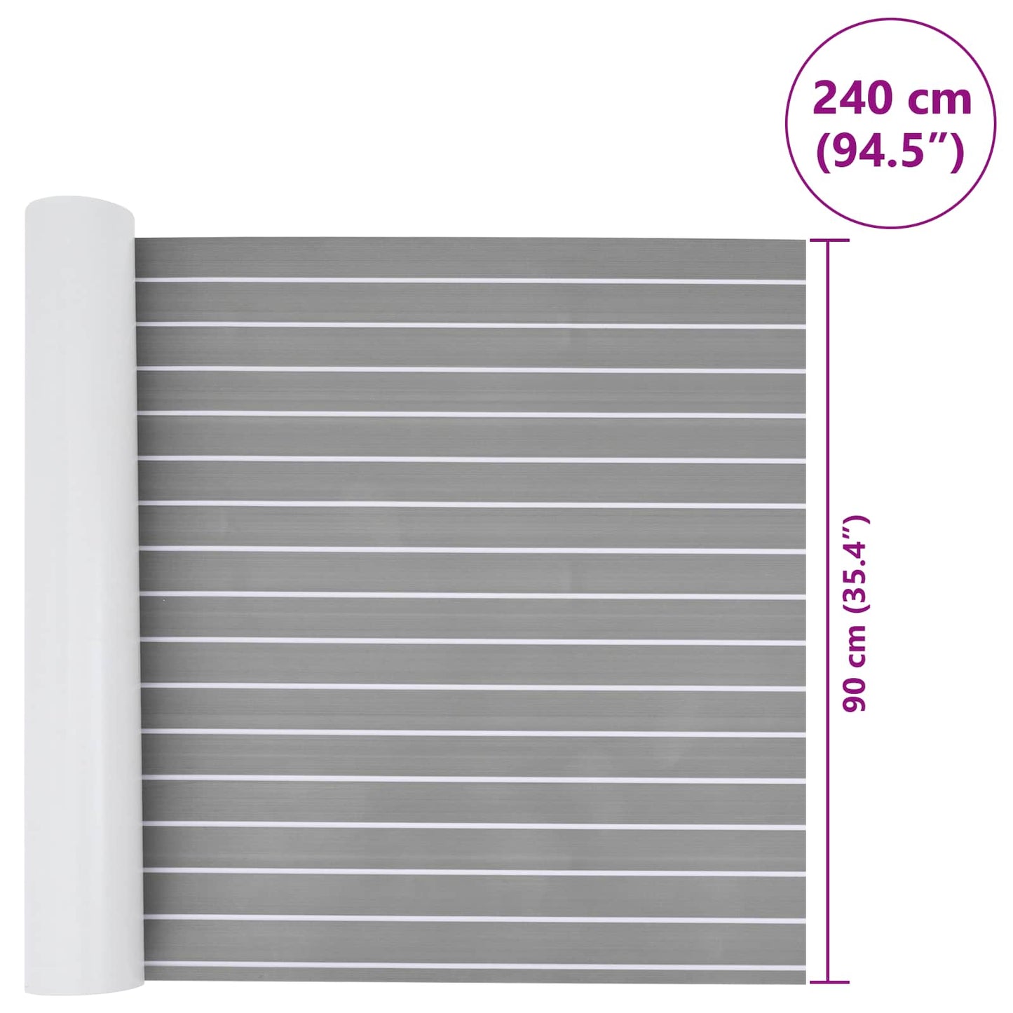 Bootsmatte Gestreift Hellgrau und Weiß 240 x 90 cm EVA