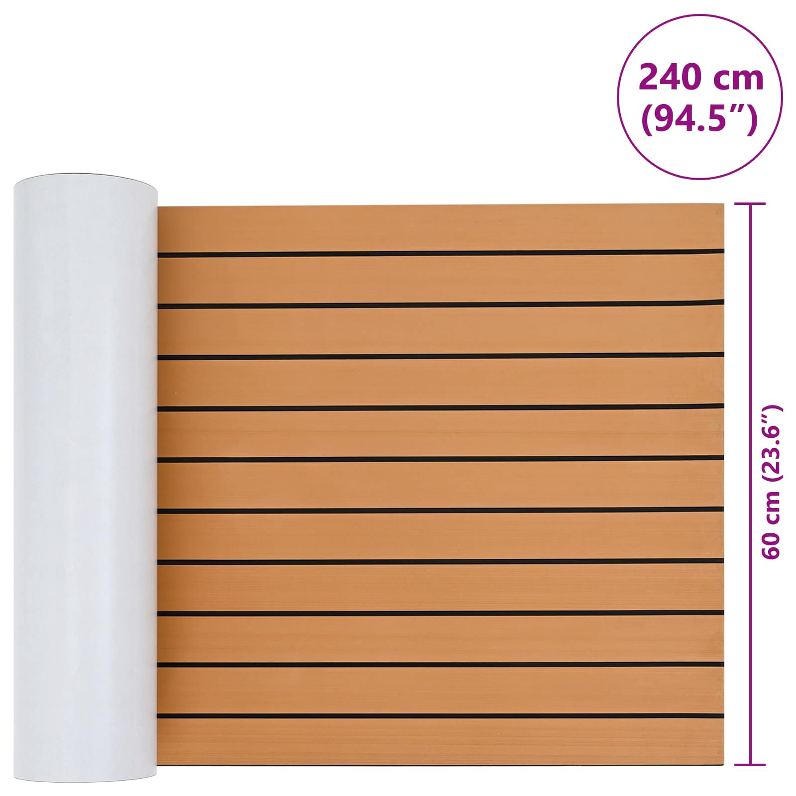 Bootsmatte Gestreift Braun und Schwarz 240 x 60 cm EVA