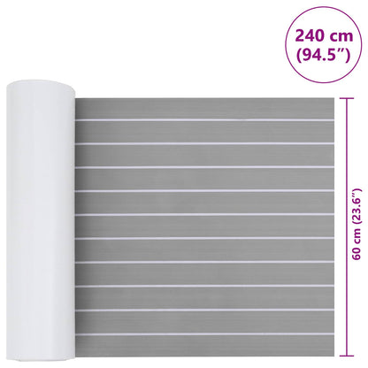 Bootsmatte Gestreift Hellgrau und Weiß 240 x 60 cm EVA