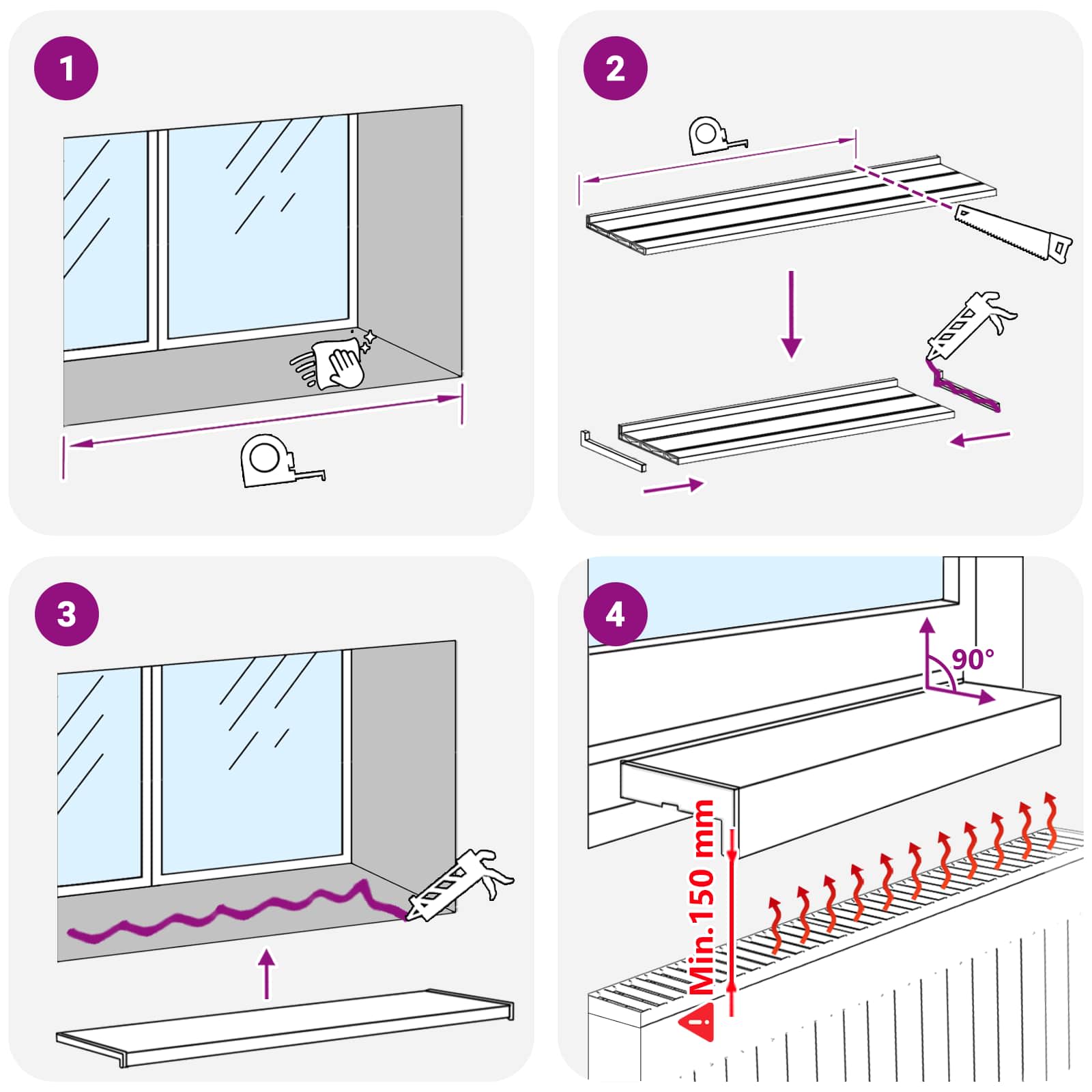 Fensterbank Weiß 100 x 25 x 4,5 cm PVC
