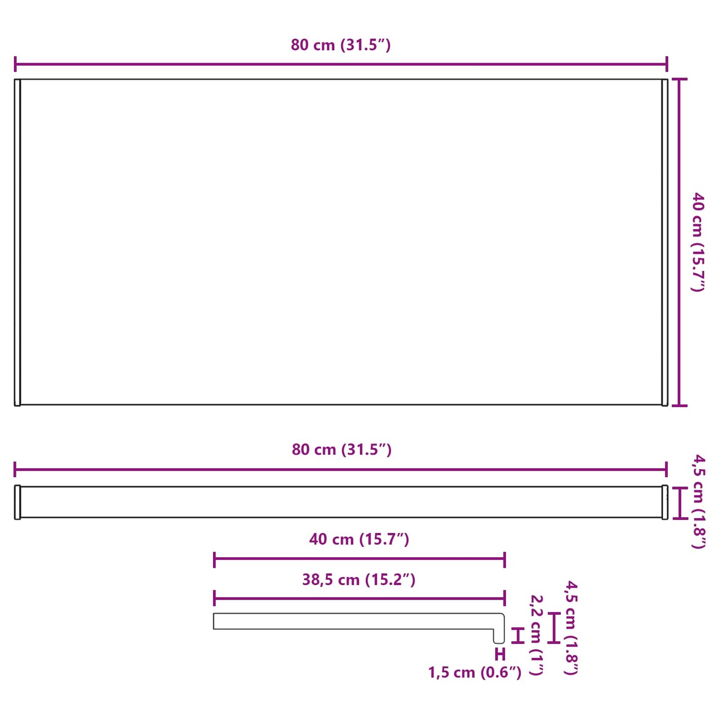 Fensterbank Weiß 80 x 40 x 4,5 cm PVC