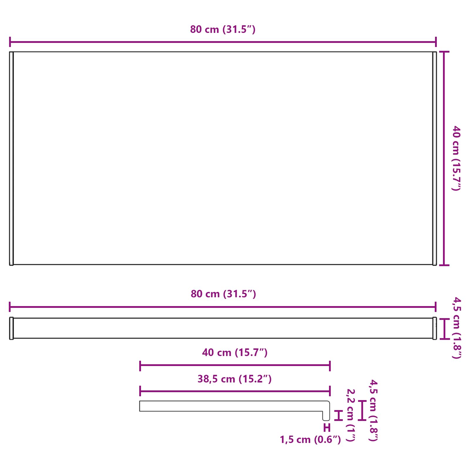 Fensterbank Weiß 80 x 40 x 4,5 cm PVC
