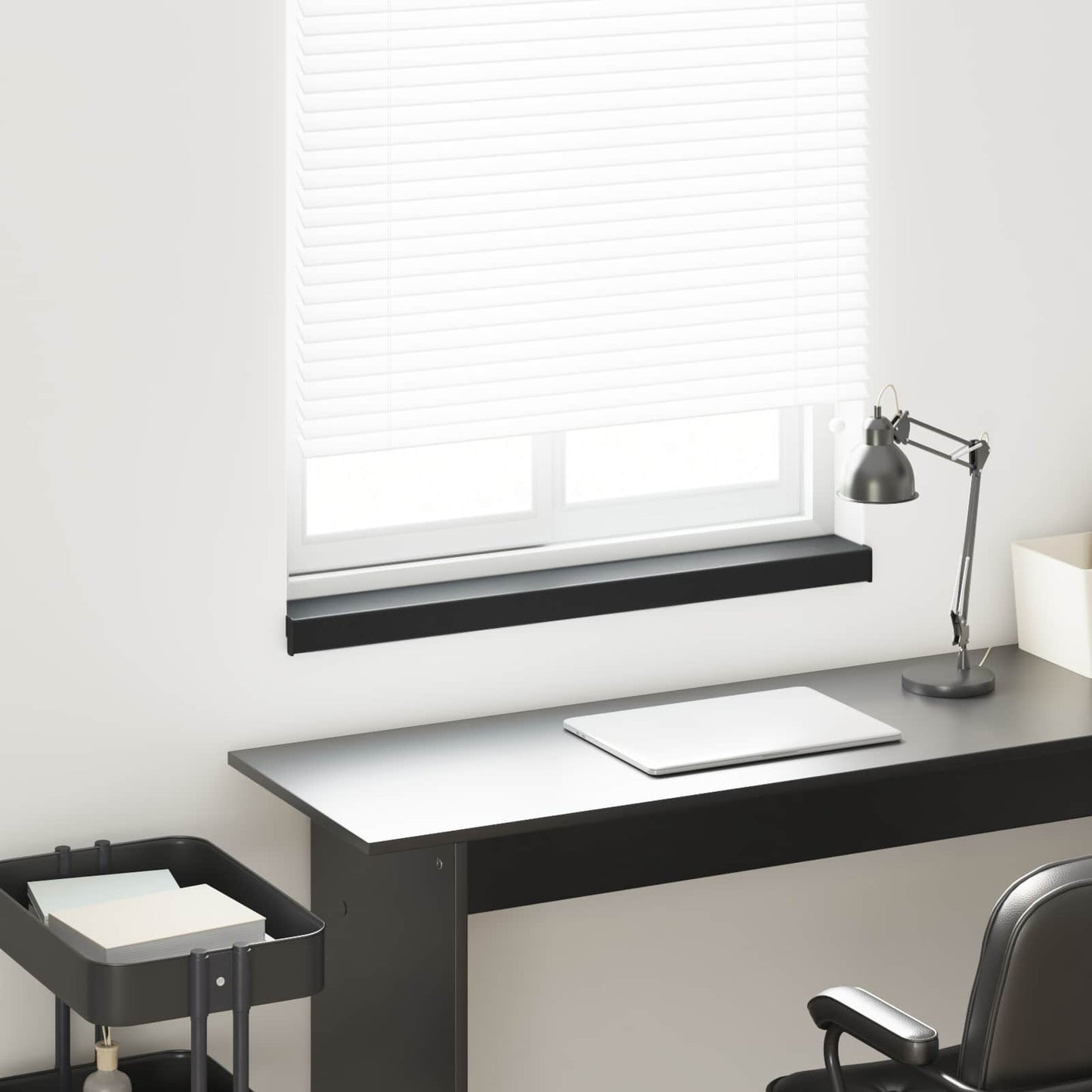 Fensterbank Schwarz mit Holzmaserung 80 x 15 x 4,5 cm PVC