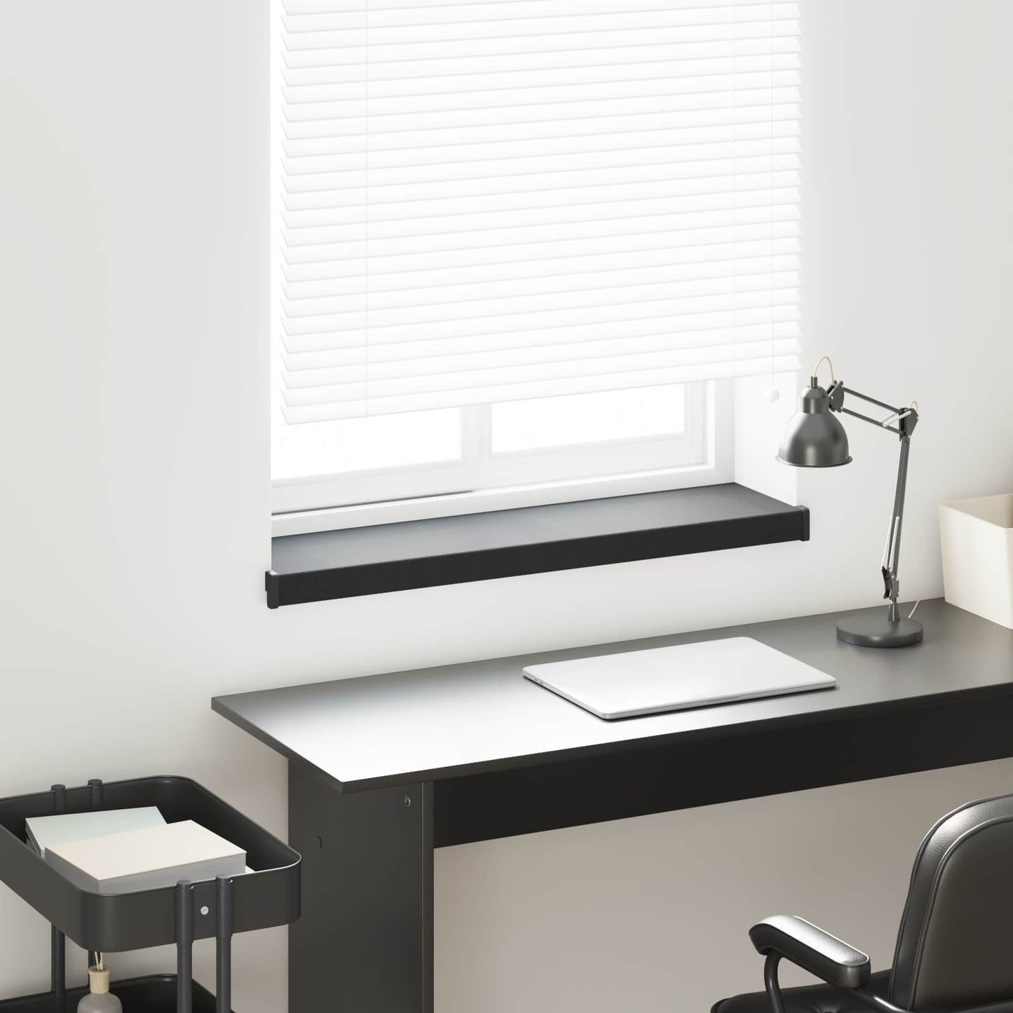 Fensterbank Schwarz mit Holzmaserung 60 x 25 x 4,5 cm PVC