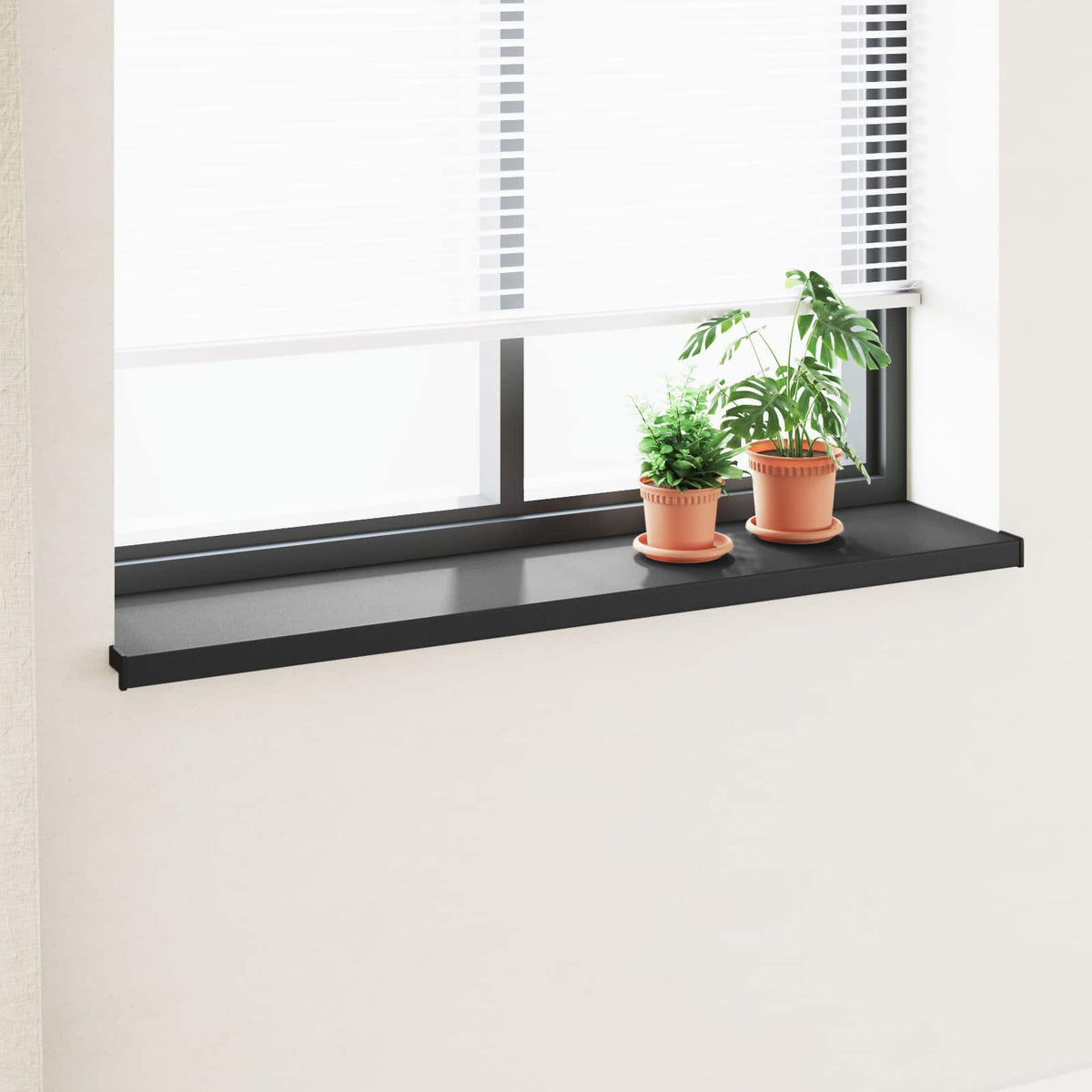 Fensterbank Schwarz mit Holzmaserung 120 x 30 x 4,5 cm PVC