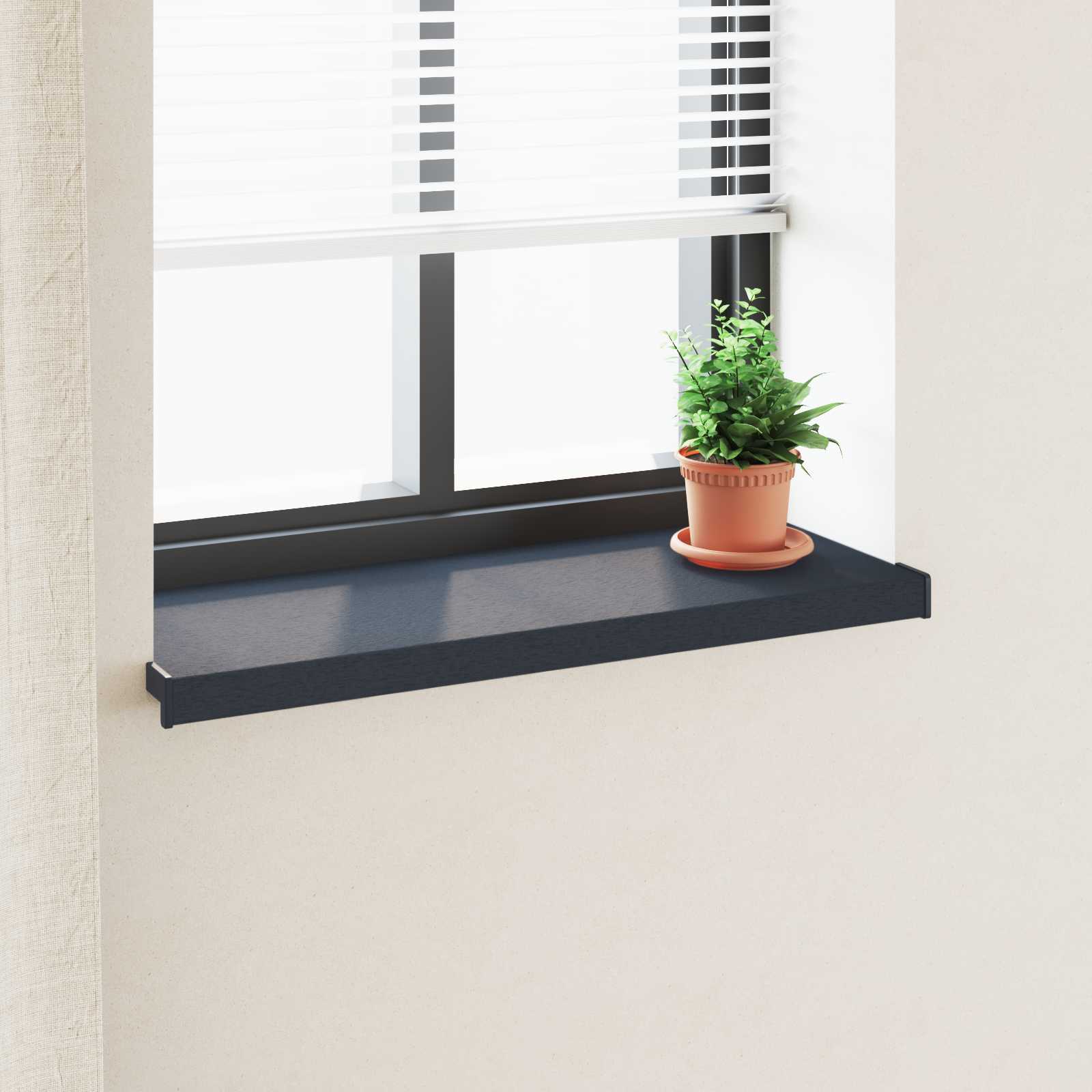 Fensterbank Anthrazit mit Holzmaserung 100 x 30 x 4,5 cm PVC