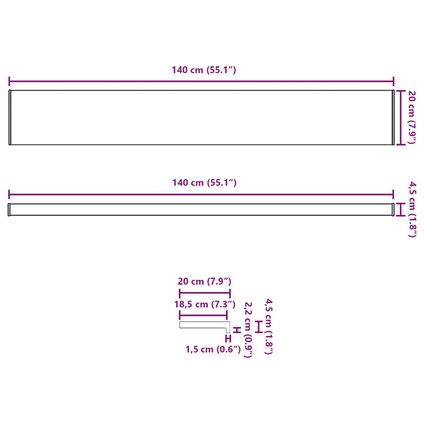 Fensterbank Marmorstruktur 140 x 20 x 4,5 cm PVC