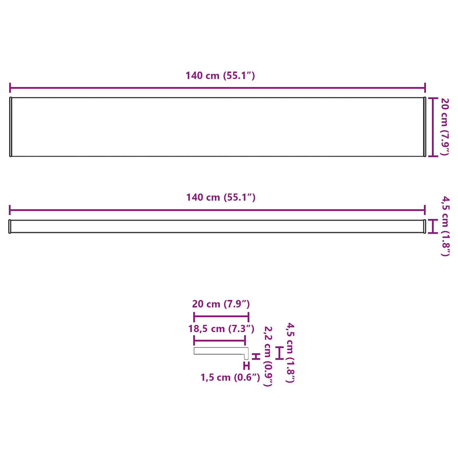 Fensterbank Marmorstruktur 140 x 20 x 4,5 cm PVC