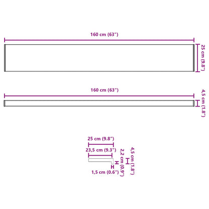Fensterbank Marmorstruktur 160 x 25 x 4,5 cm PVC