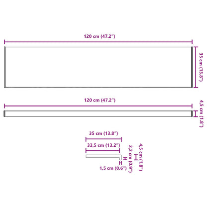Fensterbank Marmorstruktur 120 x 35 x 4,5 cm PVC