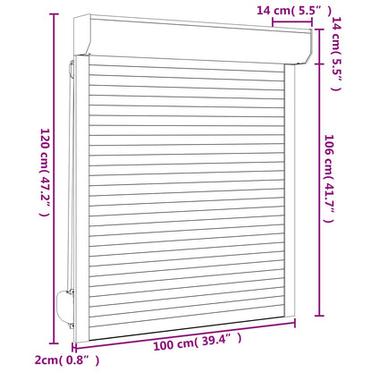Rollladen Weiß 100 x 120 cm Aluminium und Polyurethan