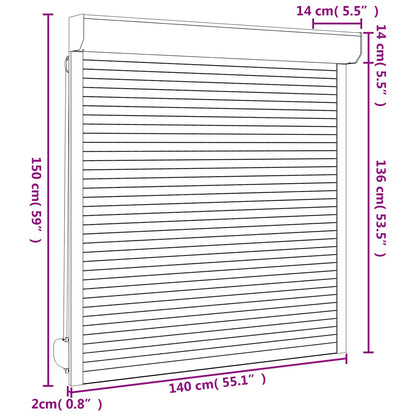 Rollladen Weiß 140 x 150 cm Aluminium und Polyurethan