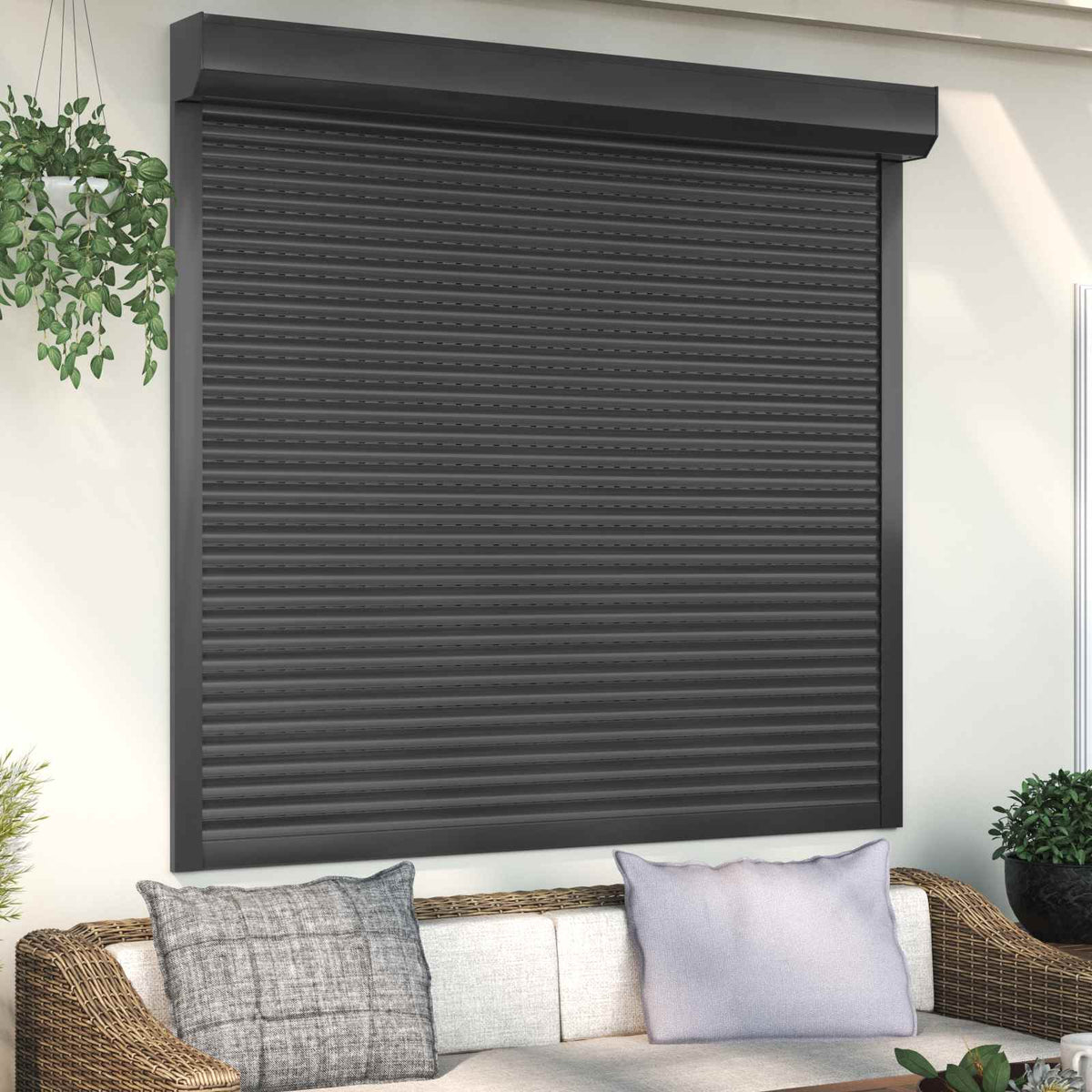 Rollladen Anthrazit 160 x 150 cm Aluminium und Polyurethan