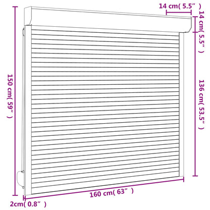 Rollladen Anthrazit 160 x 150 cm Aluminium und Polyurethan