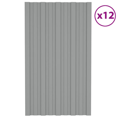 Dachpaneel 12 Stk. Grau 80 x 45 cm Verzinkter Stahl