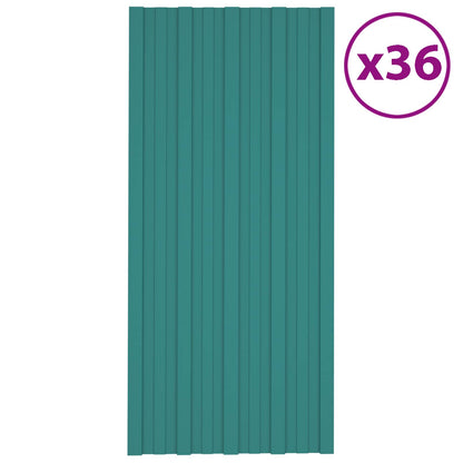 Dachpaneel 36 Stk. Grün 100 x 45 cm Verzinkter Stahl